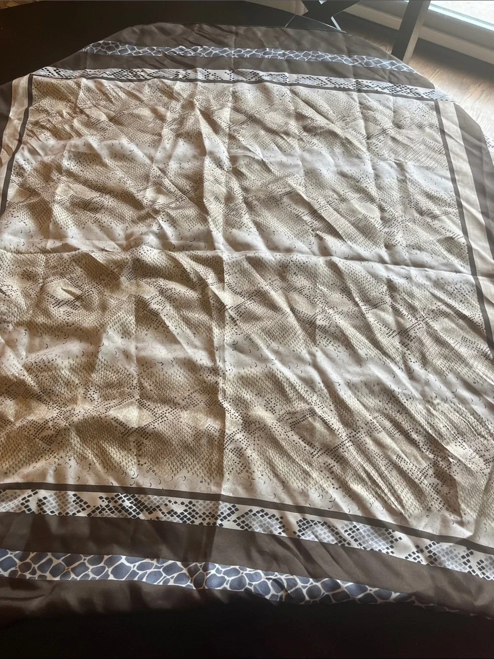 Talbots Brown and Cream Patterned Silk Scarf